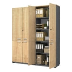 Ντουλάπα γραφείου επαγγελματική Venturo Megapap χρώμα ανθρακί - φυσικό οξιάς 160x40x200εκ.