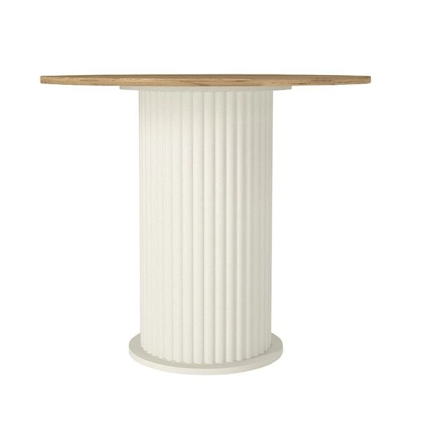 Σετ τραπεζαρία 5τμχ Bohema - Rosa Megapap χρώμα ivory/sepet oak - γκρι Ø90x77,7εκ.