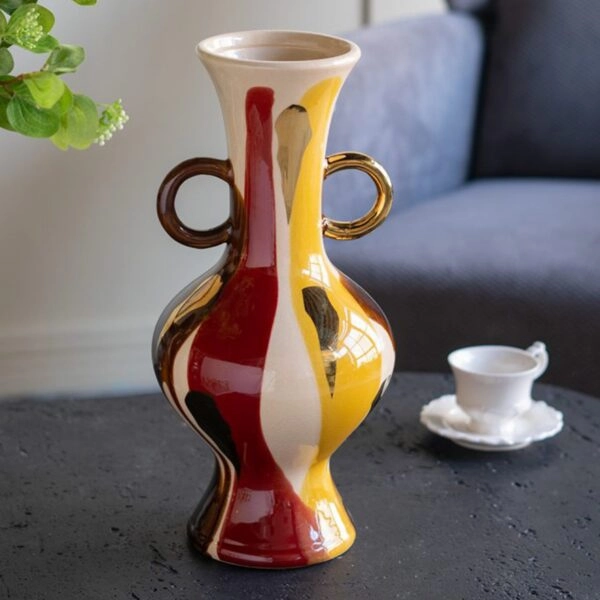 Artekko Ekko Πολύχρωμο Κεραμικό Διακοσμητικό Βάζο (16.3x16.3x35)cm