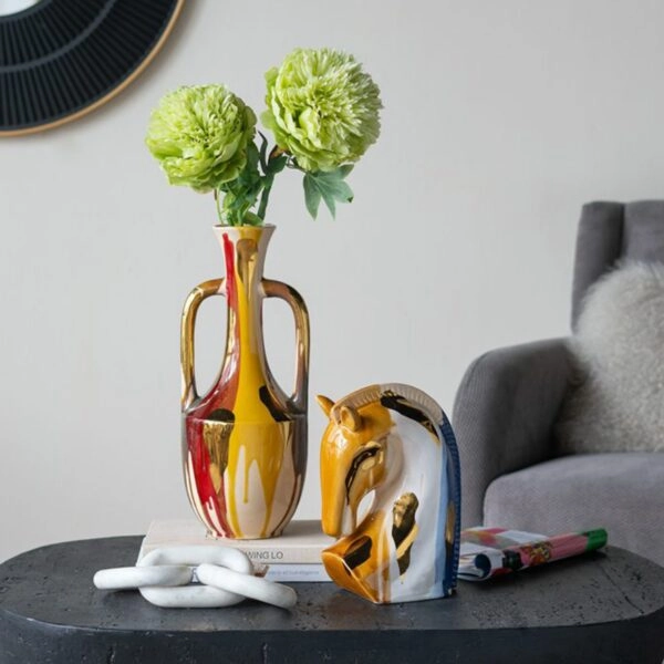 Artekko Ekko Διακοσμητικό Βάζο Κεραμικό Πολύχρωμο (17.3x17.3x43)cm