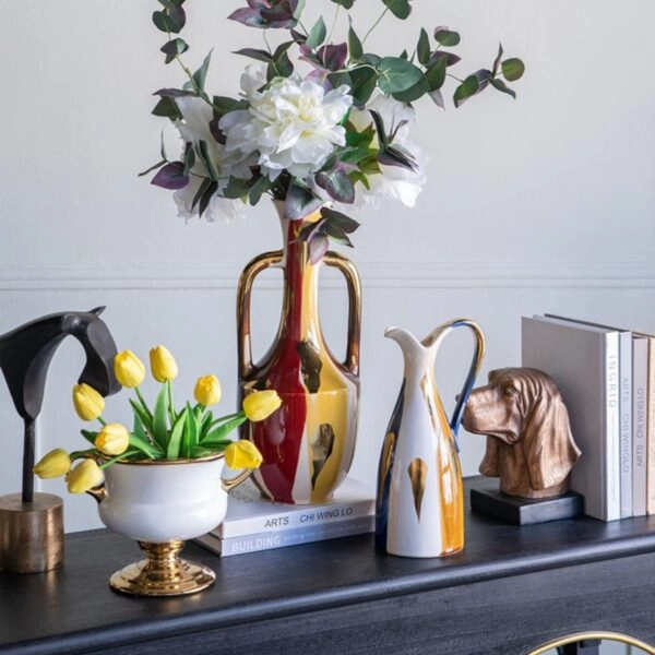 Artekko Ekko Διακοσμητικό Βάζο Κεραμικό Πολύχρωμο (17.3x17.3x43)cm