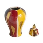 Artekko Ekko Πολύχρωμο Κεραμικό Διακοσμητικό Βάζο με Καπάκι (19.5x19.5x35)cm