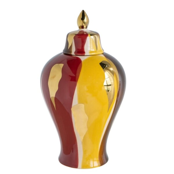Artekko Ekko Πολύχρωμο Κεραμικό Διακοσμητικό Βάζο με Καπάκι (19.5x19.5x35)cm
