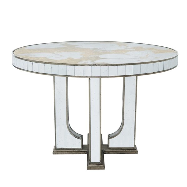 Artekko Galio Τραπέζι με Καθρέπτη MDF Γυαλί Χρυσό (120x120x80)cm