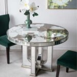 Artekko Galio Τραπέζι με Καθρέπτη MDF Γυαλί Χρυσό (120x120x80)cm