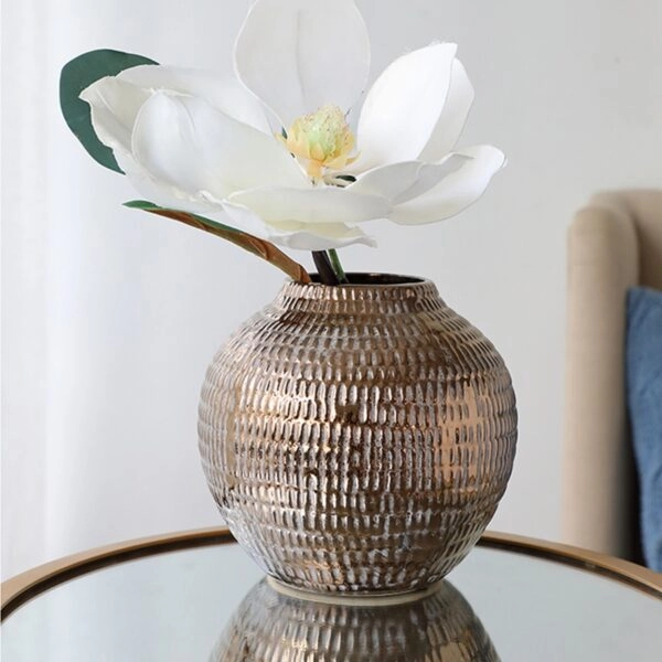 Artekko Tribal Χρυσό Κεραμικό Διακοσμητικό Δοχείο Βάζο (20x20x19)cm