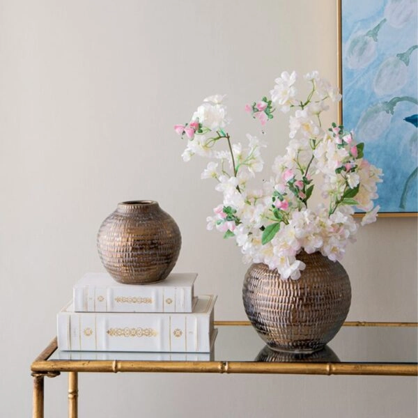 Artekko Tribal Χρυσό Κεραμικό Διακοσμητικό Δοχείο Βάζο (20x20x19)cm