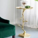 Branch Τραπέζι Βοηθητικό Μέταλλο Ασημί Χρυσό (43x43x71)cm