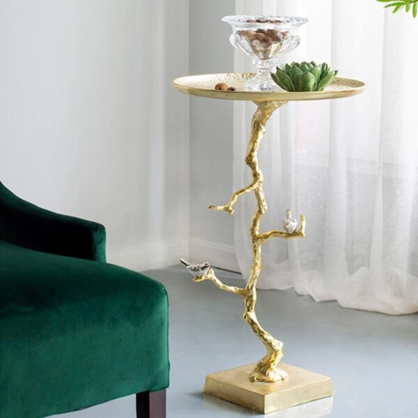Branch Τραπέζι Βοηθητικό Μέταλλο Ασημί Χρυσό (43x43x71)cm