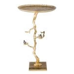 Branch Τραπέζι Βοηθητικό Μέταλλο Ασημί Χρυσό (43x43x71)cm