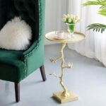 Branch Τραπέζι Βοηθητικό Μέταλλο Ασημί Χρυσό (43x43x71)cm