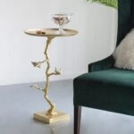 Branch Τραπέζι Βοηθητικό Μέταλλο Ασημί Χρυσό (43x43x71)cm