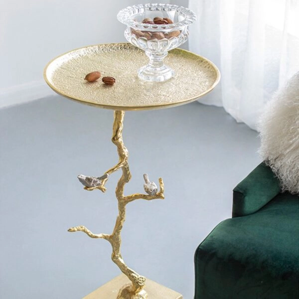 Branch Τραπέζι Βοηθητικό Μέταλλο Ασημί Χρυσό (43x43x71)cm