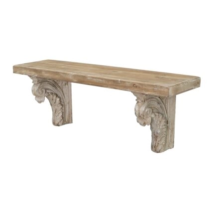 Artekko Alcott Ράφι Τοίχου από Ξύλο Ελάτης με Βάση από Μαγνήσιο σε Λευκή Πατίνα (110x29x40)cm