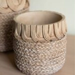 Artekko Cement Καφέ Τσιμεντένια Κασπώ (20x20x20)cm 2pcs