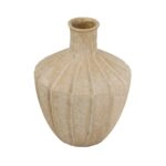 Artekko Candia Μπεζ Βάζο από Τερακότα με Χρυσό Φινίρισμα (25.5x25.5x34)cm