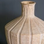 Artekko Candia Μπεζ Βάζο από Τερακότα με Χρυσό Φινίρισμα (25.5x25.5x34)cm