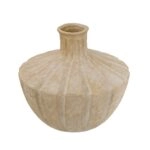 Artekko Candia Μπεζ Βάζο από Τερακότα με Χρυσό Φινίρισμα (28x28x25.5)cm
