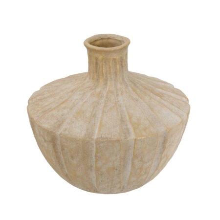 Artekko Candia Μπεζ Βάζο από Τερακότα με Χρυσό Φινίρισμα (28x28x25.5)cm