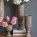 Artekko Candia Καφέ Βάζο από Τερακότα με Μπρονζέ Φινίρισμα (17.5x17.5x56.5)cm