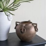 Artekko Candia Μπρονζέ Κεραμικό Βάζο (20.5x20.5x18)cm