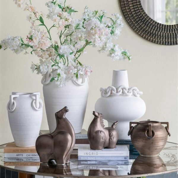 Artekko Candia Μπρονζέ Κεραμικό Βάζο (20.5x20.5x18)cm