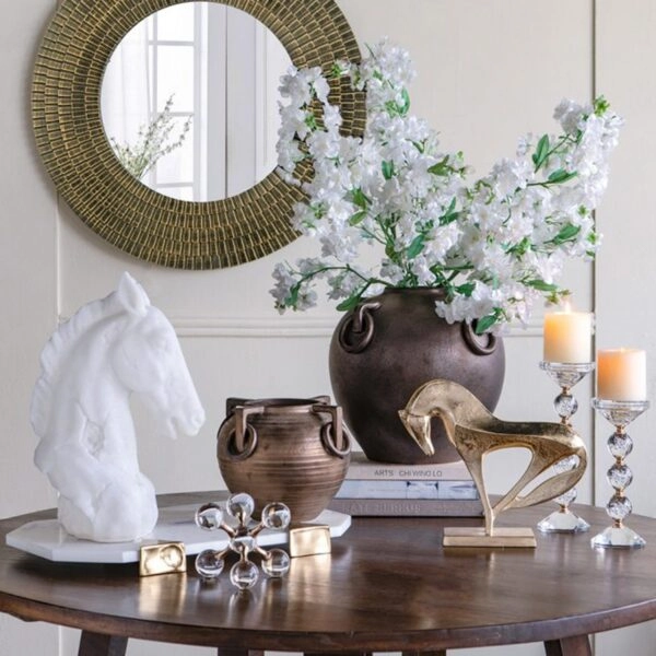 Artekko Candia Μπρονζέ Κεραμικό Βάζο (20.5x20.5x18)cm