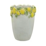 Artekko Lemon Εκρού Τσιμεντένιο Βάζο με Λεμόνια (17x17x22.5)cm