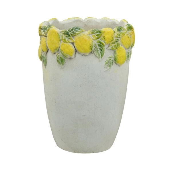 Artekko Lemon Εκρού Τσιμεντένιο Βάζο με Λεμόνια (17x17x22.5)cm