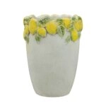 Artekko Lemon Εκρού Τσιμεντένιο Βάζο με Λεμόνια (17x17x22.5)cm