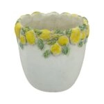 Artekko Lemon Εκρού Τσιμεντένιο Βάζο με Λεμόνια (19.5x19.5x19)cm