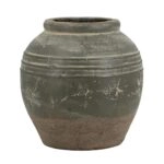 Artekko Antique Βάζο από Τερακότα σε Πράσινη με Μπεζ Αποχρώση (26x26x25)cm