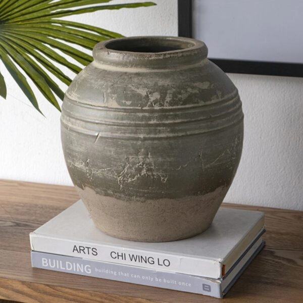 Artekko Antique Βάζο από Τερακότα σε Πράσινη με Μπεζ Αποχρώση (26x26x25)cm