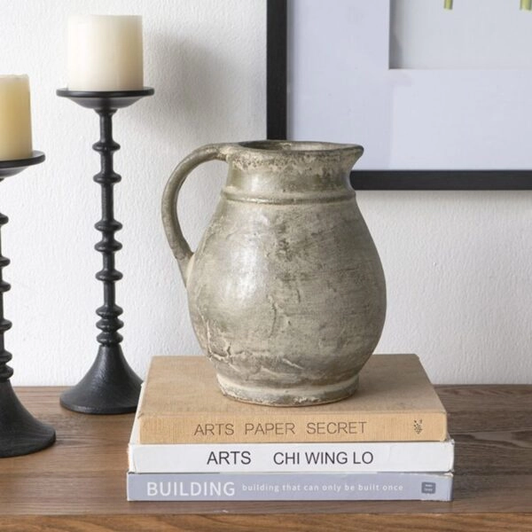 Artekko Antique Βάζο από Τερακότα σε Πράσινη με Μπεζ Αποχρώση (25x25x22.5)cm