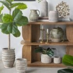 Artekko Antique Βάζο από Τερακότα σε Πράσινη με Μπεζ Αποχρώση (25x25x22.5)cm