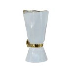 Artekko Glazed Λευκό Κεραμικό Βάζο με Χρυσές Λεπτομέρειες (15.5x15.5x30.7)cm