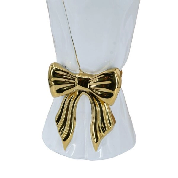 Artekko Glazed Λευκό Κεραμικό Βάζο με Χρυσές Λεπτομέρειες (15.5x15.5x30.7)cm