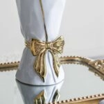 Artekko Glazed Λευκό Κεραμικό Βάζο με Χρυσές Λεπτομέρειες (15.5x15.5x30.7)cm