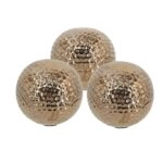 Artekko Lidded Μπρονζέ Κεραμικές Διακοσμητικές Σφαίρες (10x10x9)cm 3pcs
