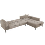 ΚΑΝΑΠΕΣ ΚΡΕΒΑΤΙ ΔΕΞΙΑ ΓΩΝΙΑ ZENORA HM3337.03R ΜΠΕΖ ΥΦΑΣΜΑ 304x212x80Υεκ