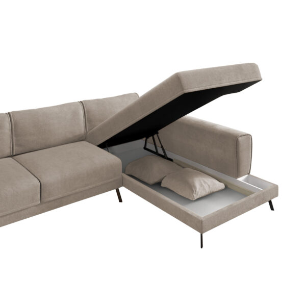 ΚΑΝΑΠΕΣ ΚΡΕΒΑΤΙ ΔΕΞΙΑ ΓΩΝΙΑ ZENORA HM3337.03R ΜΠΕΖ ΥΦΑΣΜΑ 304x212x80Υεκ