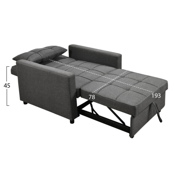 ΠΟΛΥΘΡΟΝΑ-ΚΡΕΒΑΤΙ MERO HM3306.01 ΓΚΡΙ ΥΦΑΣΜΑ 98x85x88Υεκ.