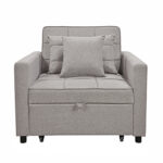 ΠΟΛΥΘΡΟΝΑ-ΚΡΕΒΑΤΙ MERO HM3306.03 ΜΠΕΖ ΥΦΑΣΜΑ 98x85x88Υεκ.