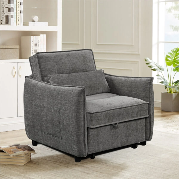 ΠΟΛΥΘΡΟΝΑ-ΚΡΕΒΑΤΙ ORYN HM3307.01 ΓΚΡΙ ΥΦΑΣΜΑ 89x85x84Υεκ.