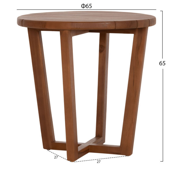 ΤΡΑΠΕΖΙ ΜΕΣΗΣ ΣΤΡΟΓΓΥΛΟ KOLIN HM6629 ΞΥΛΟ TEAK ΣΕ ΦΥΣΙΚΟ Φ65x65Υεκ.