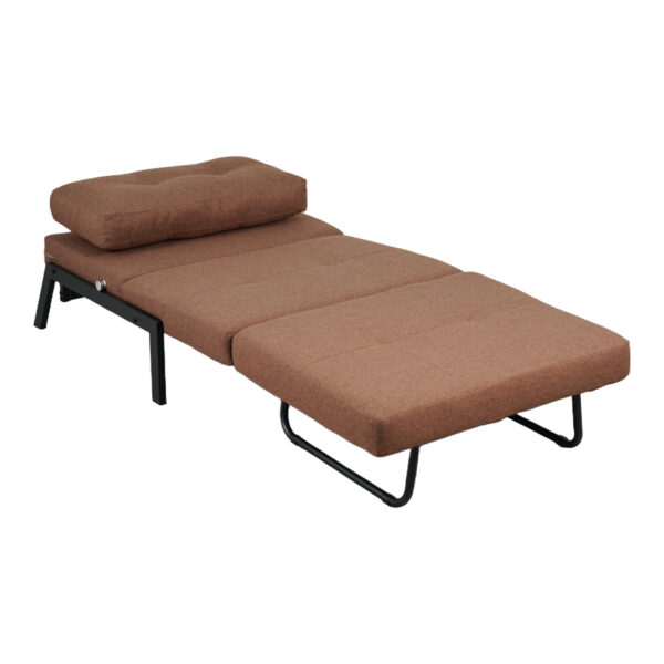 Πολυθρόνα-κρεβάτι Fancy ύφασμα σε απόχρωση καφέ με μαύρο πόδι 95x98x70εκ