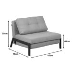 Πολυθρόνα-κρεβάτι Fancy ύφασμα σε απόχρωση καφέ με μαύρο πόδι 95x98x70εκ