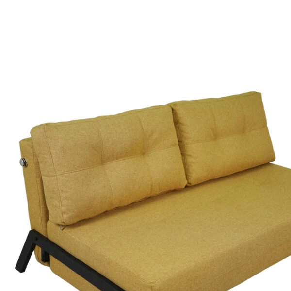 Καναπές 2θέσιος-κρεβάτι Fancy  ύφασμα σε κίτρινη απόχρωση με μαύρο πόδι 150x92x77εκ