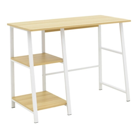 Γραφείο εργασίας Ferje  με ράφια mdf σε φυσική-λευκή απόχρωση 100x48x75εκ