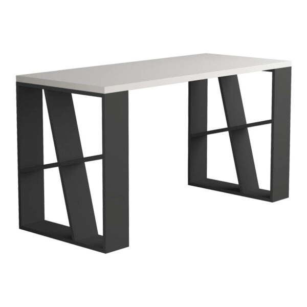 Γραφείο Honey  σε λευκή-ανθρακί απόχρωση 137x60x75εκ